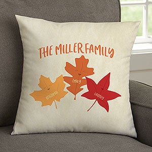 Fall Family Leaf Character Personalized 14x14 Throw Pillow - 31896-S