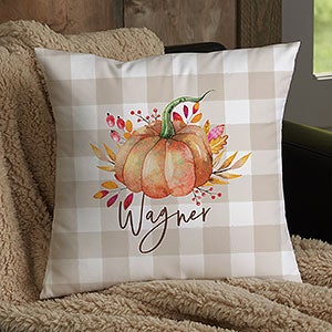 Autumn Watercolors Personalized Lumbar Outdoor Throw Pillow - 12x22