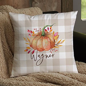 Autumn Watercolor Personalized 14x14 Velvet Throw Pillow - 31897-SV