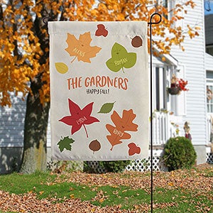 Fall Family Leaf Character Personalized Garden Flag - 31927
