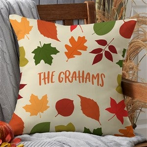 Fall Family Leaf Character Personalized Outdoor Throw Pillow - 20”x20” - 31929-L