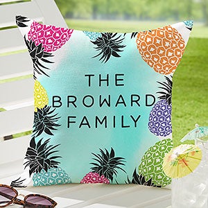 Pineapple Party Personalized Outdoor Throw Pillow - 16”x 16” - 31930