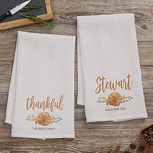 Fall Seasonally Script Personalized Waffle Weave Kitchen Towel - 31953