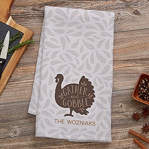 Gather  Gobble Personalized Waffle Weave Kitchen Towel - 31962
