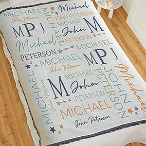 Star Struck Baby Boy Personalized 56x60 Woven Throw Blanket - 31966-A
