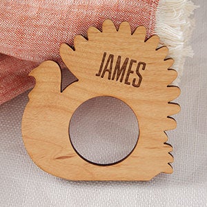 Gather  Gobble Personalized Wooden Napkin Ring-Natural - 31969-N
