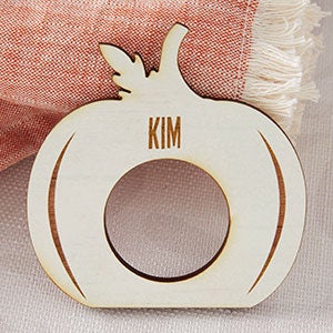 Gather  Gobble Personalized Wooden Napkin Ring-Whitewashed - 31969-W