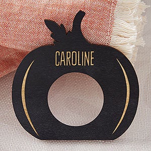 Gather & Gobble Personalized Wooden Napkin Ring-Black Stain - 31969-BK