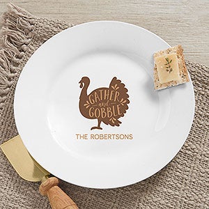 Gather  Gobble Personalized Thanksgiving Appetizer Plate - 31972