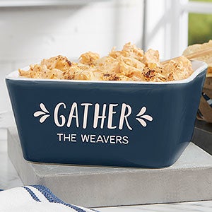 Gather  Gobble Personalized Small Square Baking Dish- Navy - 31979N-C