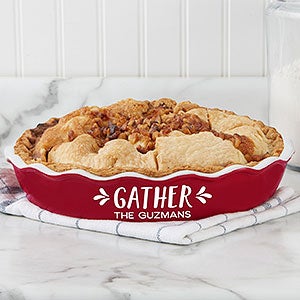 Gather  Gobble Personalized Classic Ceramic Pie Dish- Red - 31980R-C