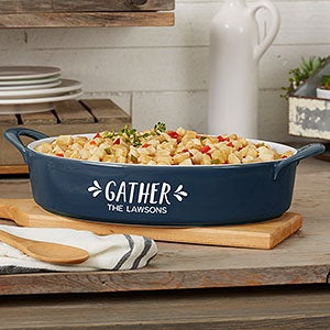Gather  Gobble Personalized Classic Oval Baking Dish- Navy - 31981N-O