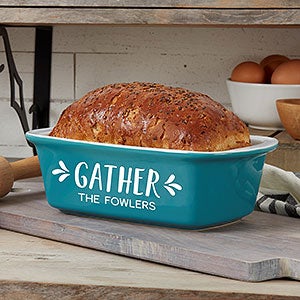 Gather  Gobble Personalized Classic Loaf Pan- Turquoise - 31982-L