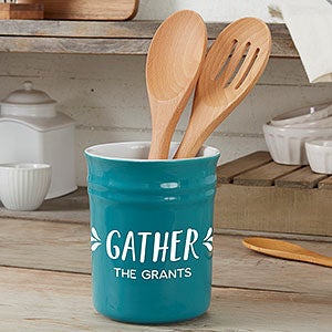 Gather  Gobble Personalized Classic Utensil Holder- Turquoise - 31984-U