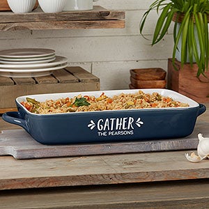 Gather  Gobble Personalized Casserole Baking Dish- Navy - 31986N-C
