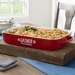 Gather  Gobble Personalized Casserole Baking Dish- Red - 31986R-C