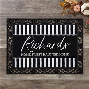 Spellbinding Stripes Personalized Black  White Halloween Doormat 18x27 - 32044