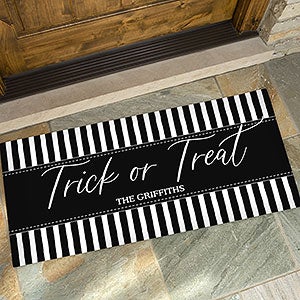 Spellbinding Stripes Personalized Black  White Halloween Doormat 24x48 - 32044-O
