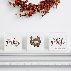Gather  Gobble Personalized Thanksgiving Triple Shelf Block - 32052-3