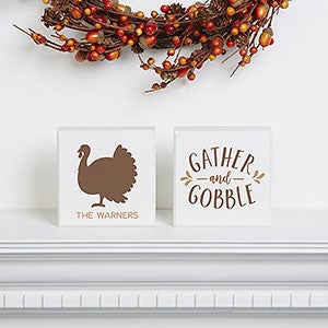 Gather  Gobble Personalized Thanksgiving Double Shelf Block - 32052-2