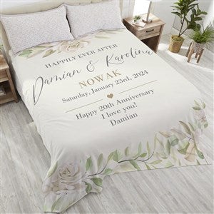 Floral Anniversary Personalized 108x90 Plush King Blanket - 32115-K