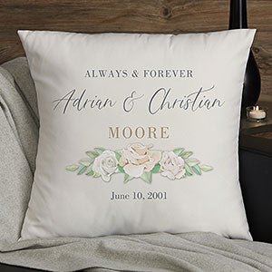Floral Anniversary Personalized 18x18 Throw Pillow - 32116-L