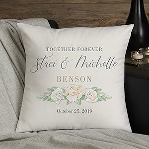 Floral Anniversary Personalized 14x14 Throw Pillow - 32116-S
