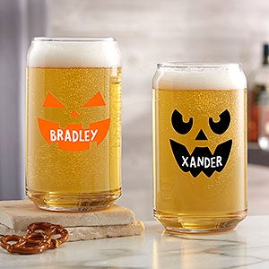 Jack-o-Lantern Personalized 16oz Beer Can Glass - 32124-B