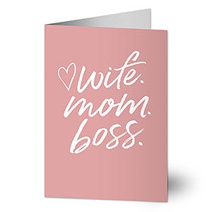 Wife. Mom. Boss. Personalized Greeting Card - Signature - 32158