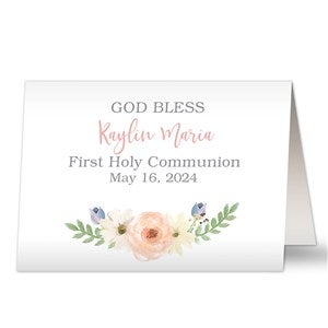 Floral First Communion Personalized Greeting Card - Signature - 32164