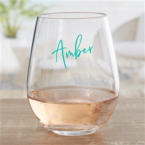 Trendy Script Name Personalized Stemless Wine Glass - 32176-W