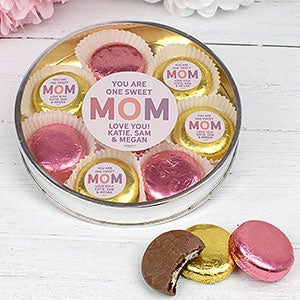 You Are One Sweet Mom Large Tin with 8 Chocolate Covered Oreo Cookies- Silver - 32192D-LS