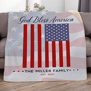 God Bless America Personalized 60x80 Sherpa Blanket - 32220-SL