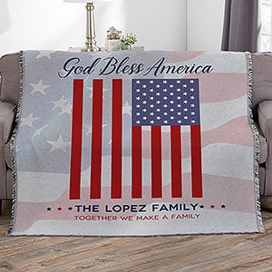 God Bless America Personalized 56x60 Woven Throw - 32220-A