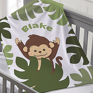 Jolly Jungle Monkey Personalized 30x40 Fleece Baby Blanket - 32241-SF
