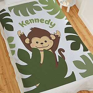 Jolly Jungle Monkey Personalized 50x60 Sweatshirt Baby Blanket - 32241-SW
