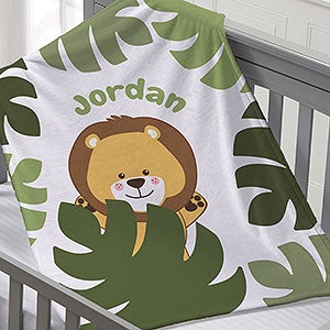 Jolly Jungle Lion Personalized 30x40 Fleece Baby Blanket - 32243-SS