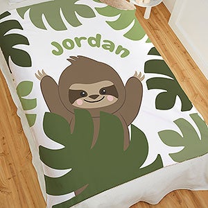 Jolly Jungle Sloth Personalized 50x60 Sherpa Baby Blanket - 32244-S