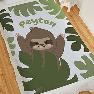 Jolly Jungle Sloth Personalized 50x60 Sweatshirt Baby Blanket - 32244-SW