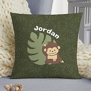 Jolly Jungle Monkey Personalized 14 Baby Throw Pillow - 32245-S