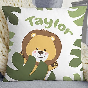 Jolly Jungle Lion Personalized 18 Baby Velvet Throw Pillow - 32247-LV