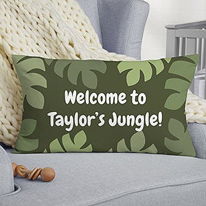 Jolly Jungle Lion Personalized Lumbar Baby Throw Pillow - 32247-LB