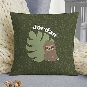 Jolly Jungle Sloth Personalized 14 Baby Velvet Throw Pillow - 32249-SV