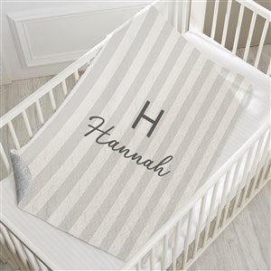 Delicate Stripes Personalized 30x40 Quilted Baby Girl Blanket - 32268-SQ