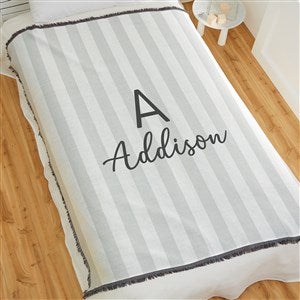 Delicate Stripes Personalized 56x60 Woven Throw Blanket for Girls - 32268-A