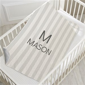Delicate Stripes Personalized Boy 30x40 Quilted Baby Blanket - 32269-SQ