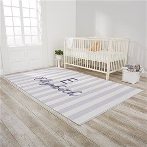 Delicate Stripes Baby Girl Personalized Nursery Area Rug- 5 x 8 - 32274-O