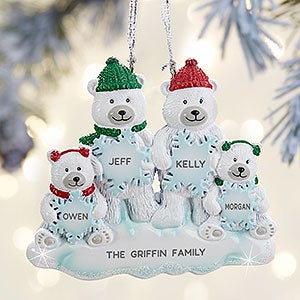 Polar Bear Family Personalized Ornament - 4 Names - 32276-4
