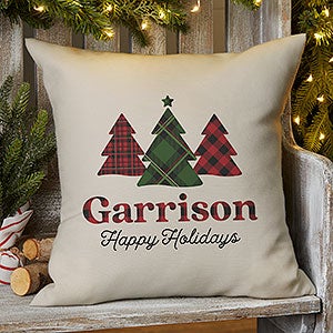 Plaid  Print Personalized Outdoor Throw Pillow - 16x16 - 32323