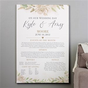Floral Anniversary Personalized Canvas Print- 28" x 42" - 32348-28x42